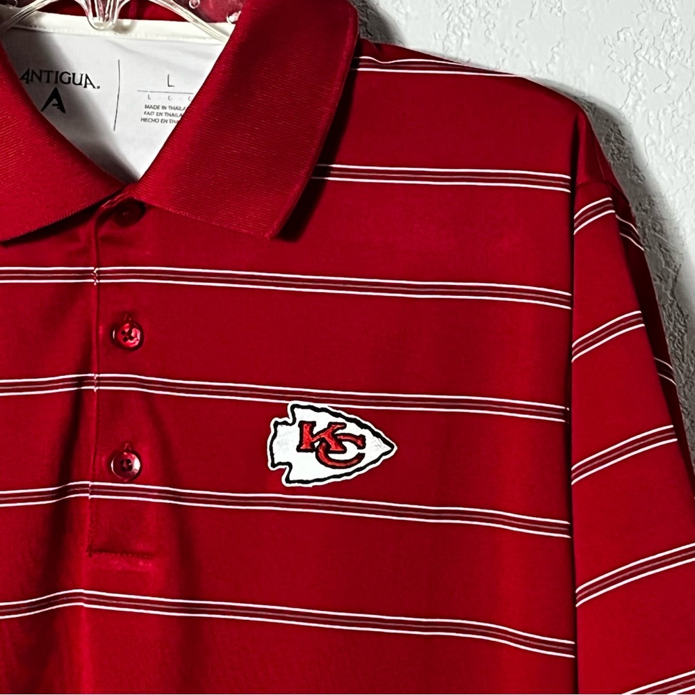 Antigua Kansas City Chiefs NFL Polo Shirt Red L Performance Athleisure Football - Picture 3 of 9
